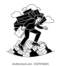 Hand drawn illustration of a person having work stress