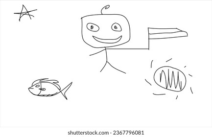 hand drawn illustration of a person with a pencil