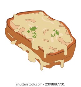 Ilustración de mano de un plato de Phap. Croque monsieur. フ ァ プ 料 理 の 手・・・・・・・・・・・・・・・・・・・・・・・・・・・.