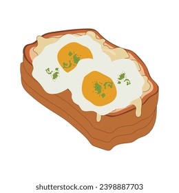 Hand drawn illustration of An Phap dish. Croque monsieur. ファップ料理の手描きイラスト。 クロックムッシュ。
