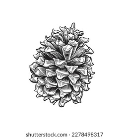 Hand drawn illustration of pine cone,Vector illustration