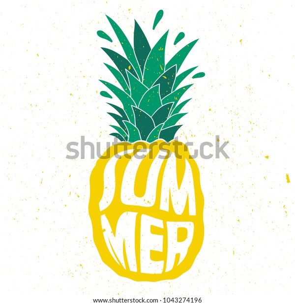 Hand Drawn Illustration Pineapple Lettering Colorful Stock Vector ...