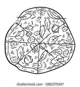 Hand drawn illustration of Pizza.