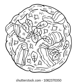 Hand drawn illustration of Pizza.