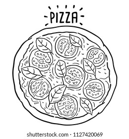 Hand Drawn Illustration Of Pizza.