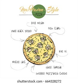 Hand drawn illustration of pizza Vector collection.