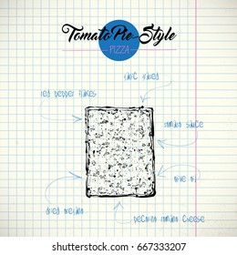 Hand drawn illustration of pizza Vector collection.