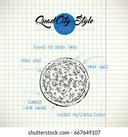 Hand drawn illustration of pizza Vector collection.