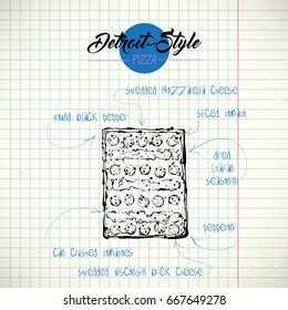 Hand drawn illustration of pizza Vector collection.