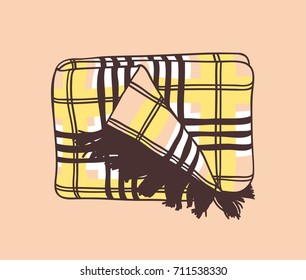 Hand drawn illustration plaid. Creative ink art work. Actual vector drawing
