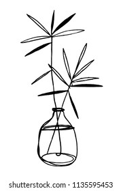 hand drawn illustration of plant. vector art. continuous line.