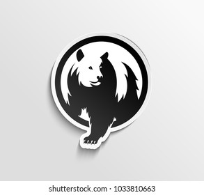 Hand drawn illustration of polar bear, wils animal, sticker, vector illustration