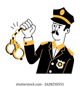 Ilustração desenhada à mão de um policial 


