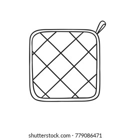 Hand drawn illustration potholder. Creative ink art work. Actual vector isolated drawing