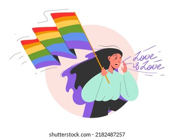 Hand drawn illustration of protest for lgbt rights