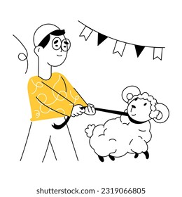 Hand drawn illustration of pulling animal
