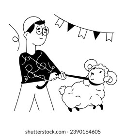 Hand drawn illustration of pulling animal