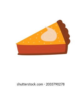 Ilustración dibujada a mano de un pastel de calabaza. Imagen vectorial en un estilo plano moderno