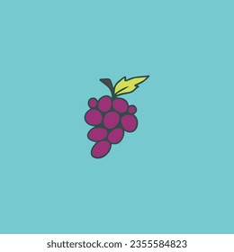 Hand drawn illustration of purple grapes. cute greeting card design. editable vector files for all your graphic needs