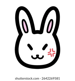 Hand drawn illustration of a rabbit character with an angry expression.
