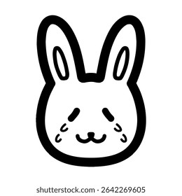 Ilustração desenhada à mão de um personagem de coelho chorando lágrimas.
