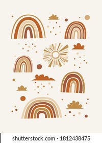 Ilustración dibujada a mano de los arcos y las nubes en formas simples