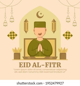 Handgezeichnete Illustration des Grußkonzepts von Rmadan oder eid al fitr days auf weißem Hintergrund. Vektorgrafik