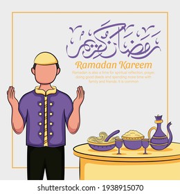 Hand drawn illustration of ramadan kareem or eid al fitr days greeting concept on white background. Vector Illustration