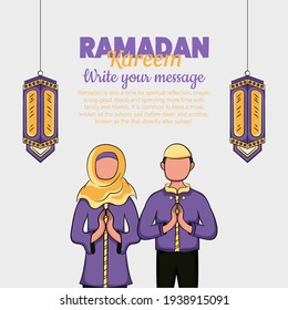 Hand drawn illustration of ramadan kareem or eid al fitr days greeting concept on white background. Vector Illustration