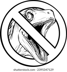 Hand drawn illustration of a raptor dinosaur