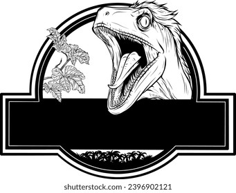 Hand drawn illustration of a raptor dinosaur