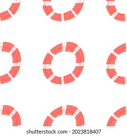 Hand Drawn Illustration Of  Red Life Saver Ring Seamless Pattern. Nautical, Sea Theme For Backgrounds, Backdrops, Fabrics And Wrapping Paper