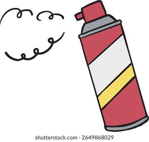 Hand drawn illustration of red spray can