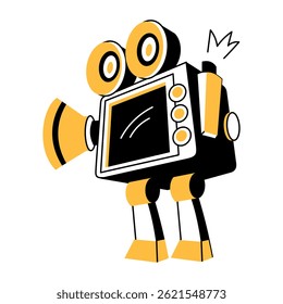 A hand drawn illustration of a robot camera 
