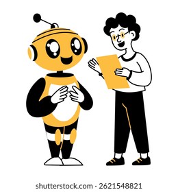 A hand drawn illustration of a robot companion 
