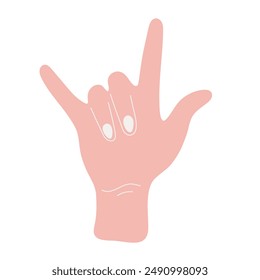 Hand drawn illustration of a rock n roll hand gesture