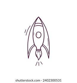 Ilustración de mano dibujada del icono del cohete. Ilustración del esbozo del vector Doodle