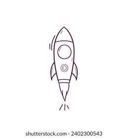 Hand Drawn illustration of rocket icon. Doodle Vector Sketch Illustration