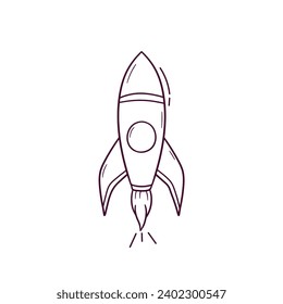 Hand Drawn illustration of rocket icon. Doodle Vector Sketch Illustration