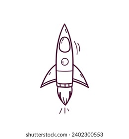 Hand Drawn illustration of rocket icon. Doodle Vector Sketch Illustration