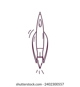 Hand Drawn illustration of rocket icon. Doodle Vector Sketch Illustration