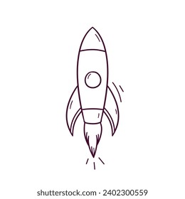 Hand Drawn illustration of rocket icon. Doodle Vector Sketch Illustration