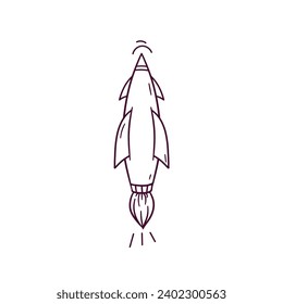 Ilustración de mano dibujada del icono del cohete. Ilustración del esbozo del vector Doodle
