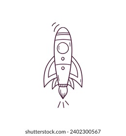 Hand Drawn illustration of rocket icon. Doodle Vector Sketch Illustration