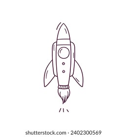 Hand Drawn illustration of rocket icon. Doodle Vector Sketch Illustration