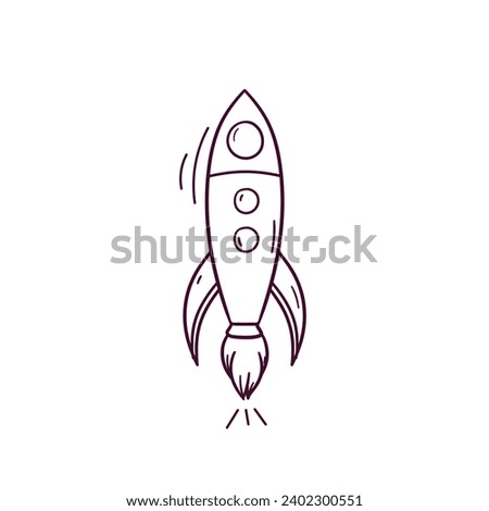 Hand Drawn illustration of rocket icon. Doodle Vector Sketch Illustration