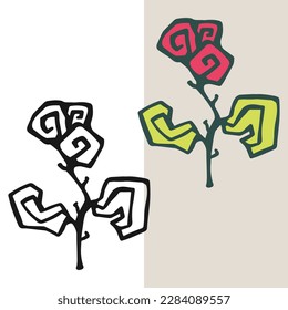 Hand drawn illustration of an rose flower idea