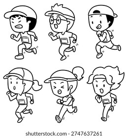 Hand drawn illustration of runners