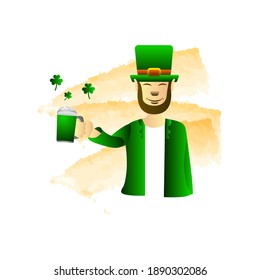 Hand drawn illustration saint patrick take a mug vector design
