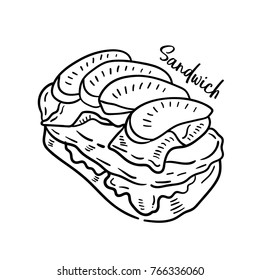 Hand drawn illustration of Sandwich.